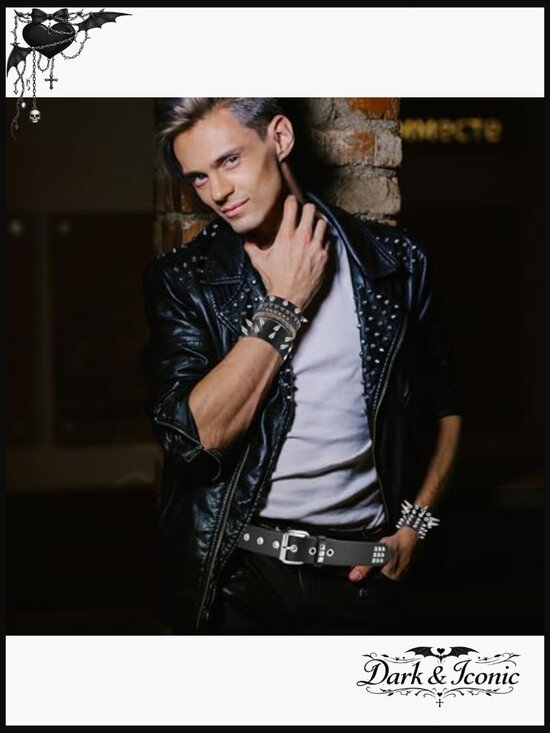 Studded Belt and Spiked Bracelets Set Punk Grunge Accessories main image 7